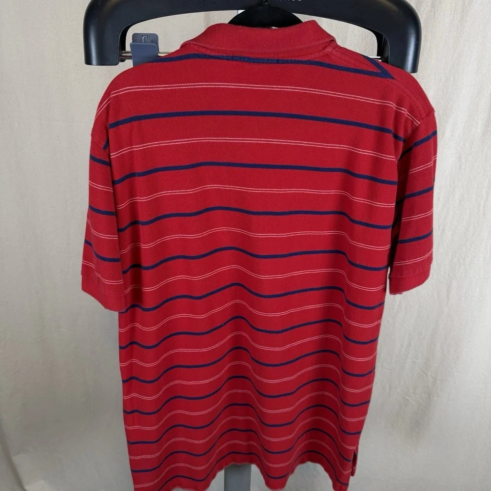 Polo Ralph Lauren Men's‎ Polo Shirt XL Red W/ Blue Stripe Short Sleeve Classic